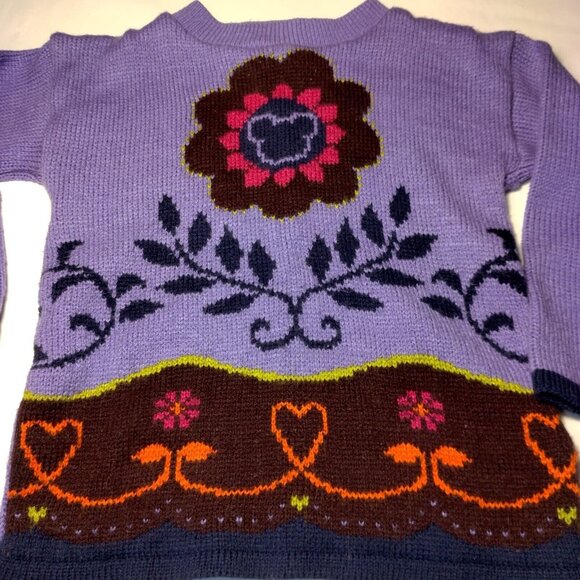 Mickey For Kids Sweater Girls S 4 Purple Pullover Mickey Mouse Vintage Flower - Picture 2 of 16
